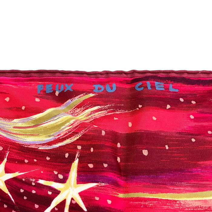HERMES（エルメス） プチカレ FEUX DU CIEL(天ノ火) スカーフ 赤