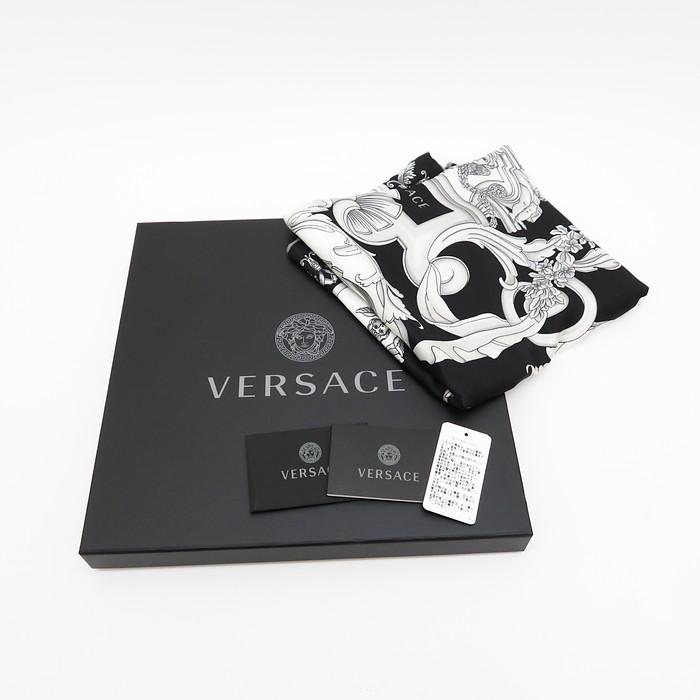 VERSACE/ヴェルサーチ 1001601 バロック スカーフ シルク 白×黒