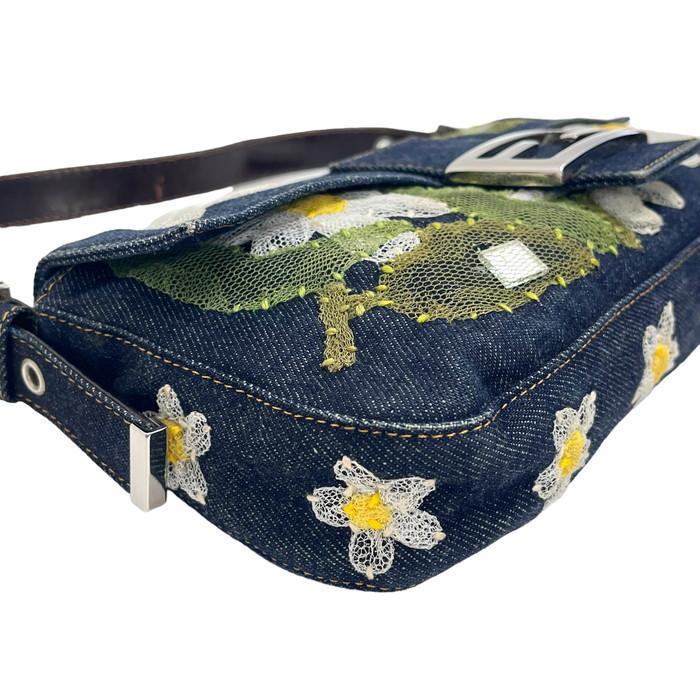 FENDI（フェンディ） マンマバケット 刺繍 ハンドバッグ デニム