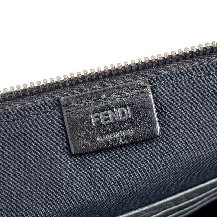 FENDI/フェンディ ロゴ クラッチバッグ レザー グレー ユニセックス｜mako78｜09