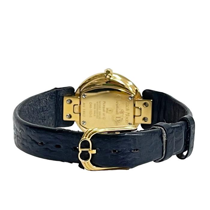 【Dior】クリスチャンディオール バキラ 46.153-4 金メッキ×レザー クオーツ アナログ表示 レディース 黒文字盤 腕時計 Dior クリスチャンディオール バキラ 46.153-4 腕時計 金メッキ×レザー