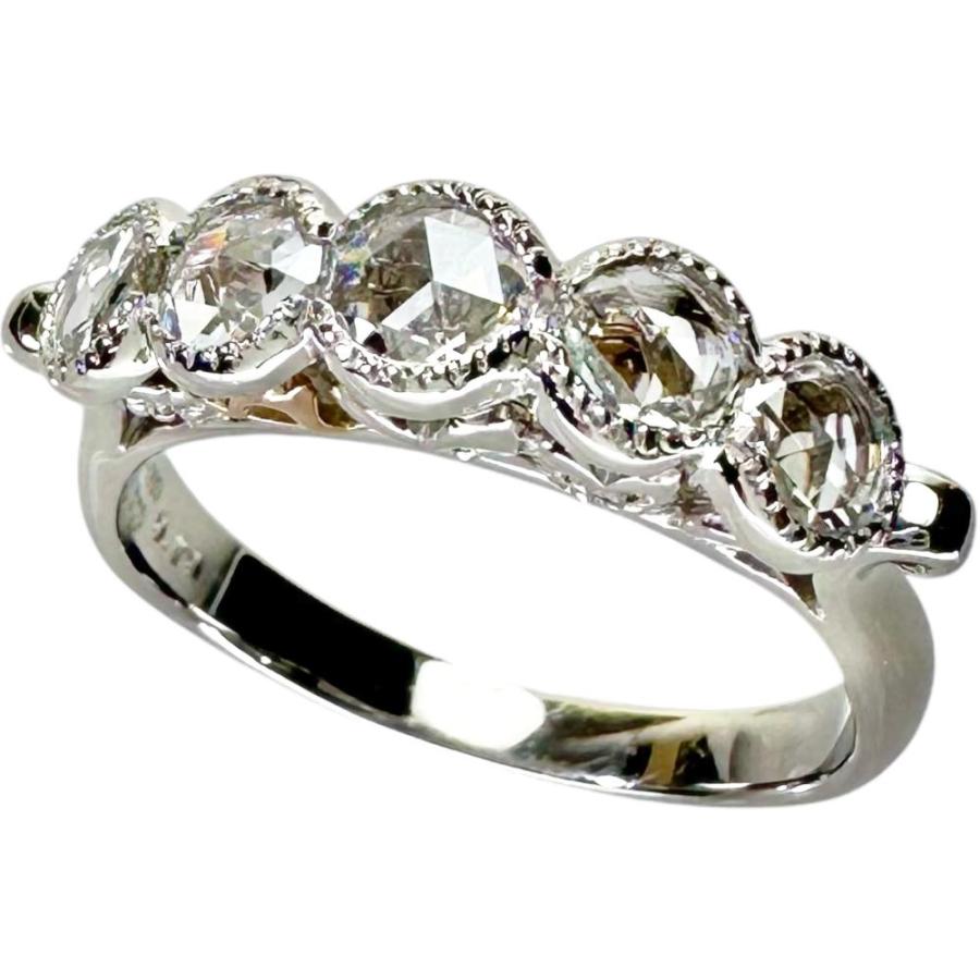 15号 サイドハートデザイン ローズカットダイヤモンド 0.70ct リング 