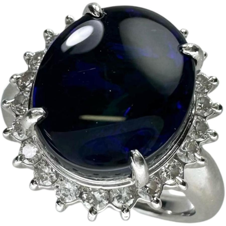 11.5号 ブラックオパール 3.41ct ダイヤモンド 計0.50ct リング・指輪  