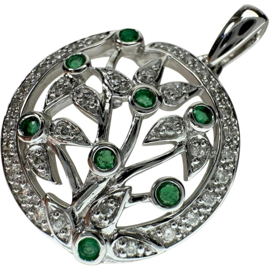 エメラルド 0.19ct ダイヤモンド 0.2ct ペンダントトップ K18WG  