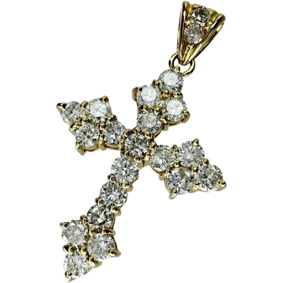 クロス ダイヤモンド 計1.00ct ペンダントトップ K18ゴールド 2.5g 