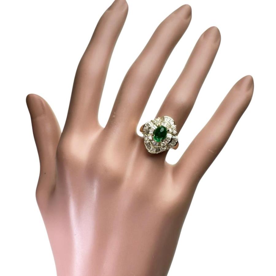 エメラルド8.031ct カボション ダイヤ1.20ct プラチナリング 8.5号 カボションエメラルド 1.020ct ダイヤモンド 計1.00ct リング