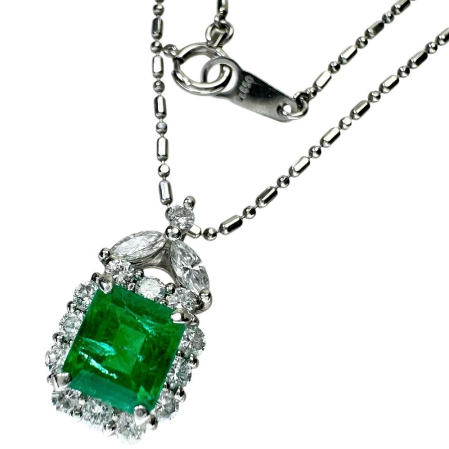 【美品】プラチナ900 天然エメラルド0.19ct 天然ダイヤモンド ネックレス 女性へのプレゼント Pt900 ダイヤモンド＆エメラルド 誕生石
