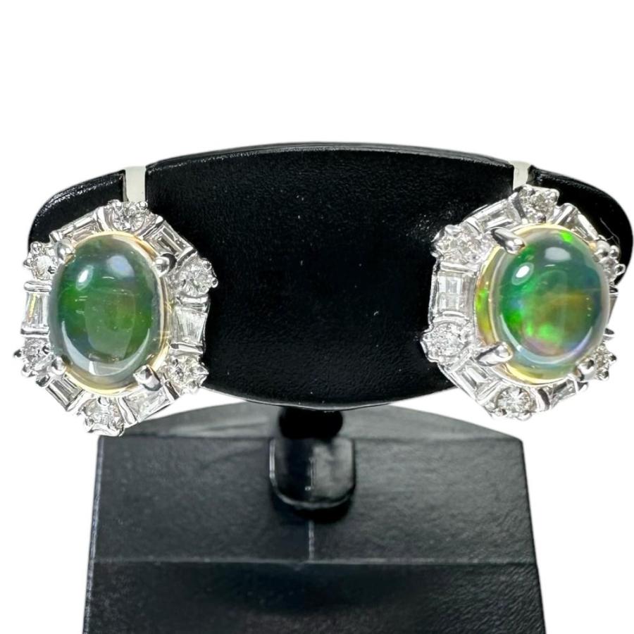 オパール 0.82/0.85ct ダイヤモンド 計0.19×2ct ピアス K18WG オパール 0.82/0.85ct ダイヤモンド 計0.19×2ct ピアス K18WG