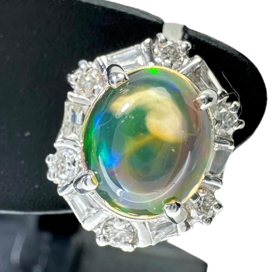 オパール 0.82/0.85ct ダイヤモンド 計0.19×2ct ピアス K18WG オパール 0.82/0.85ct ダイヤモンド 計0.19×2ct ピアス K18WG