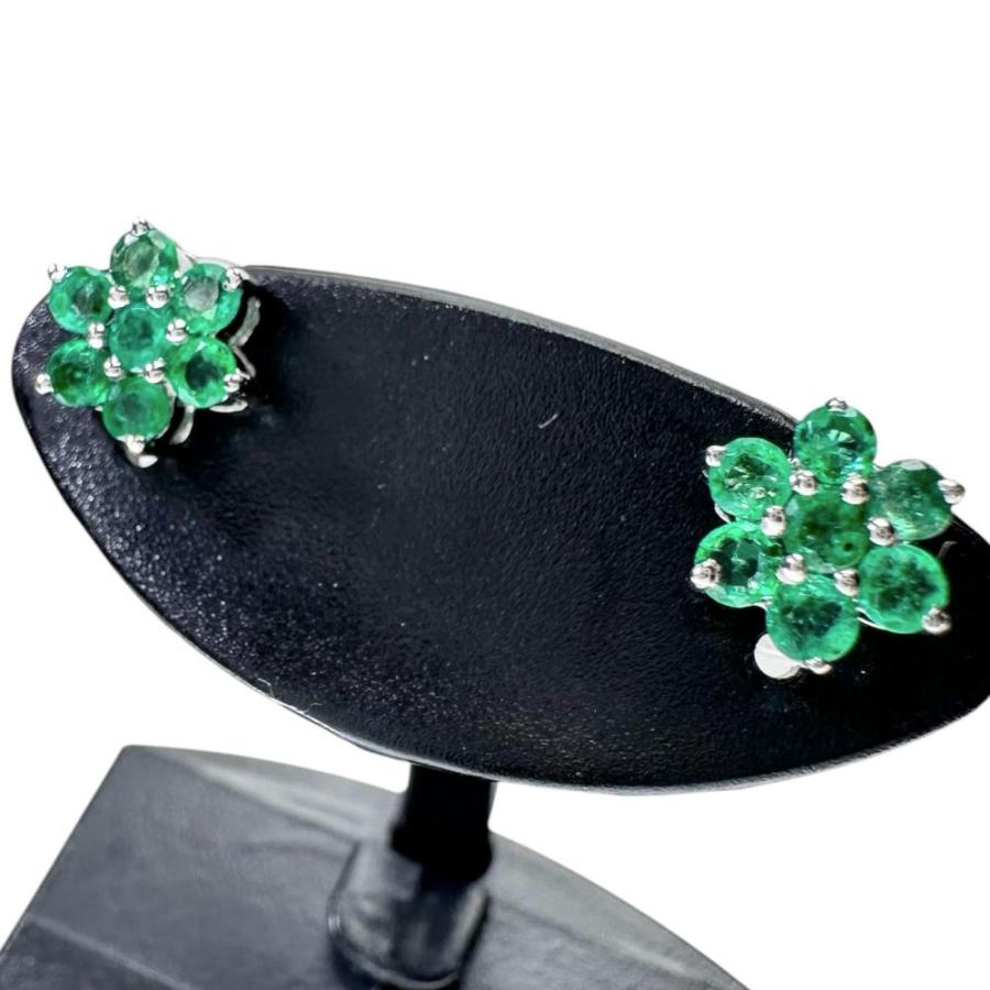 エメラルド 0.22×2ct ピアス K18WGホワイトゴールド 1.1g レディース  