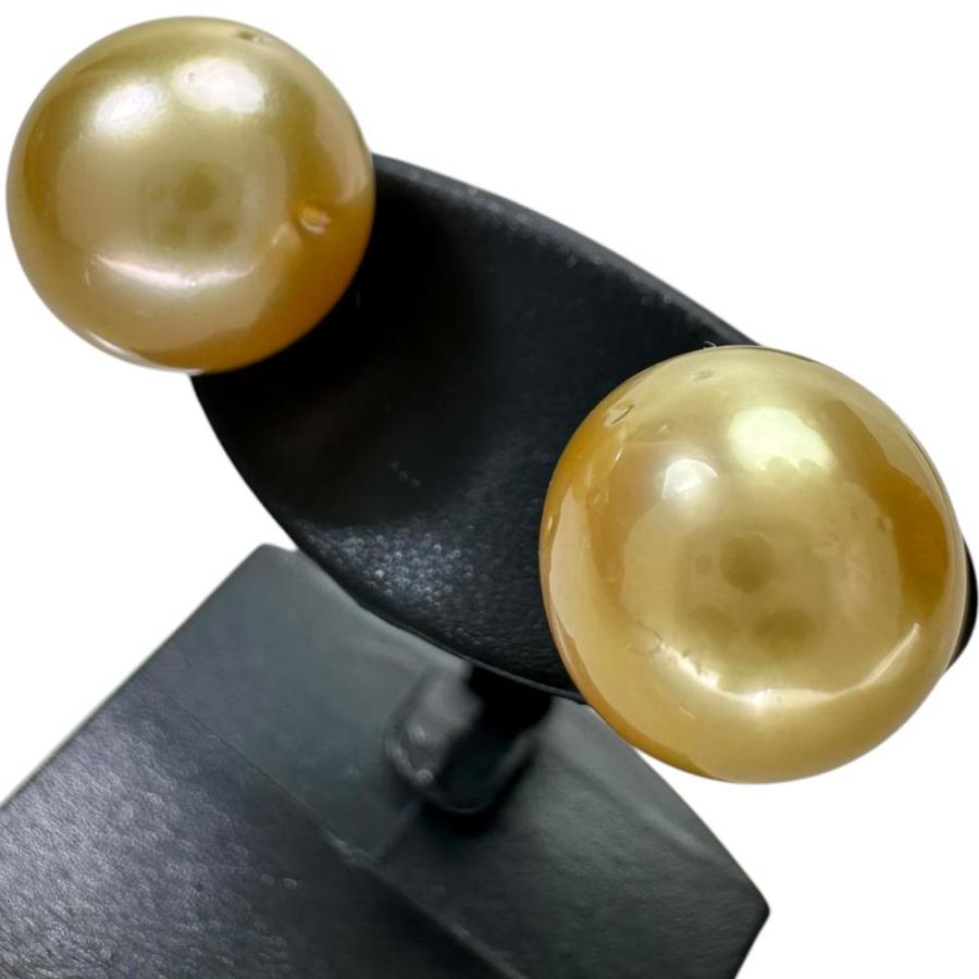 南洋ゴールデンパール10.0〜10.2mm ピアス Pt900プラチナ 3.1g  