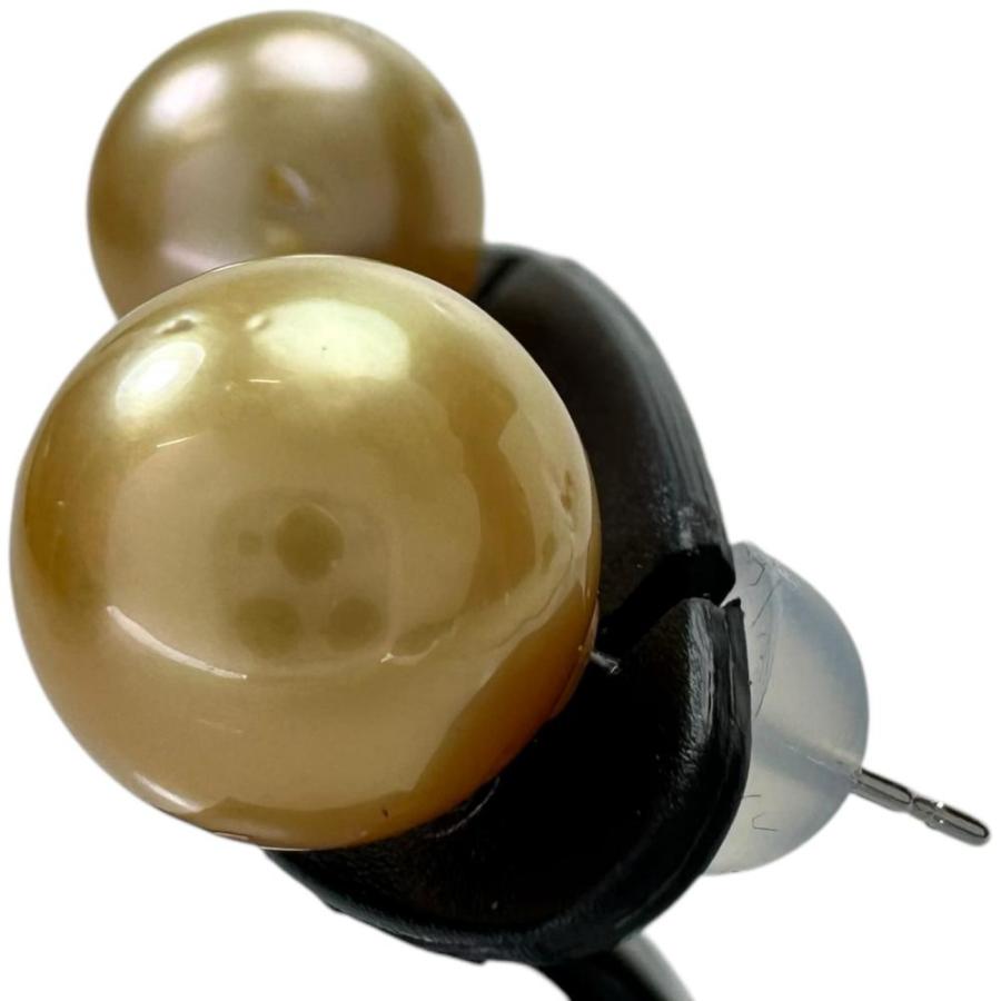 南洋ゴールデンパール10.0〜10.2mm ピアス Pt900プラチナ 3.1g  