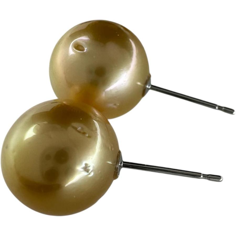 南洋ゴールデンパール10.0〜10.2mm ピアス Pt900プラチナ 3.1g  