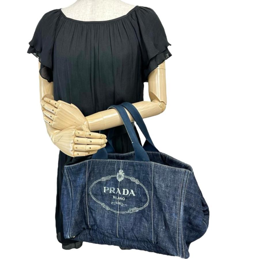 PRADA PRADA/プラダ カナパ ハンドバッグ キャンバス インディゴ PRADA PRADA/プラダ カナパ ハンドバッグ キャンバス インディゴ