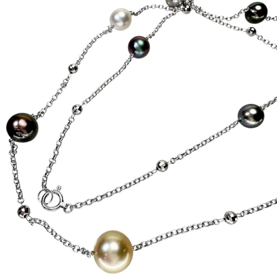 ステーション ロング 南洋パール/真珠 8.5〜11.0mm ネックレス K18WG