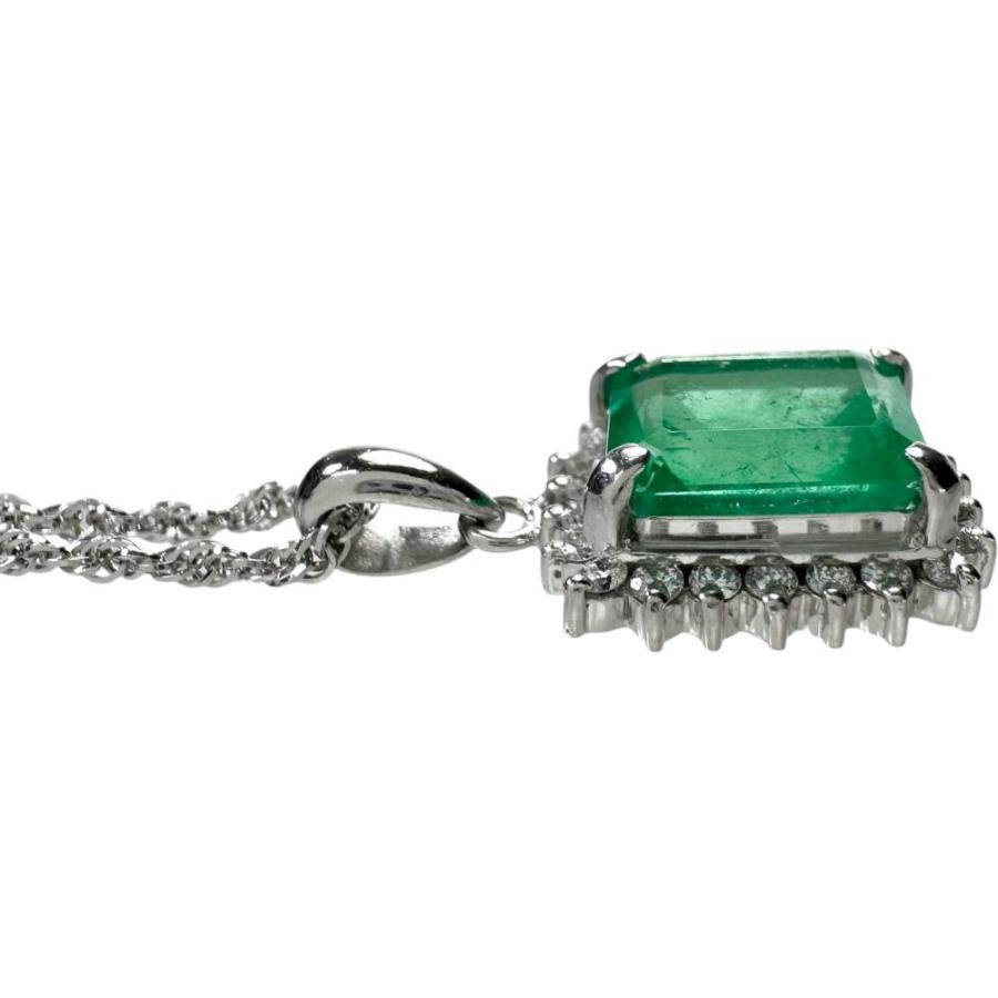 エメラルド 2.79ct ダイヤモンド 計0.21ct ネックレス Pt850プラチナ 