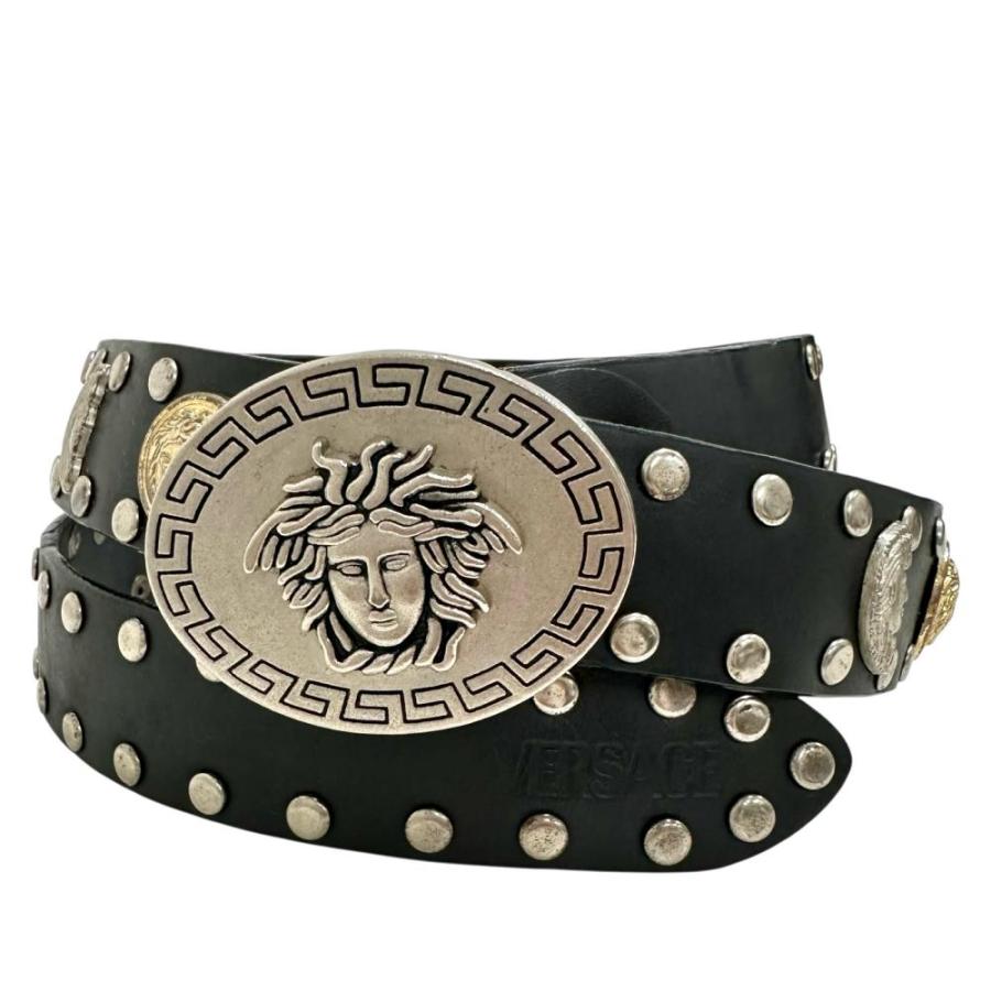 VERSACE ヴェルサーチ メデューサ レザー ベルト ブラック ユニセックス VERSACE/ヴェルサーチ メデューサ ベルト メタル ブラック ユニ