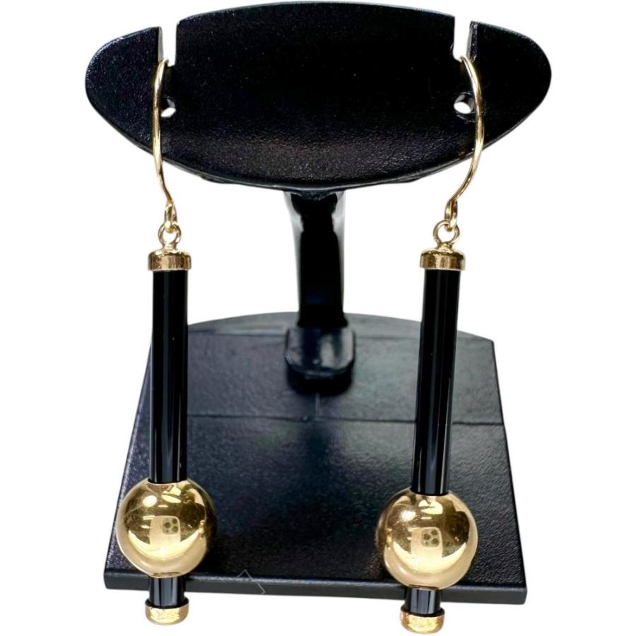 フック オニキス ピアス K18ゴールド 1.5g レディース : 真子質店