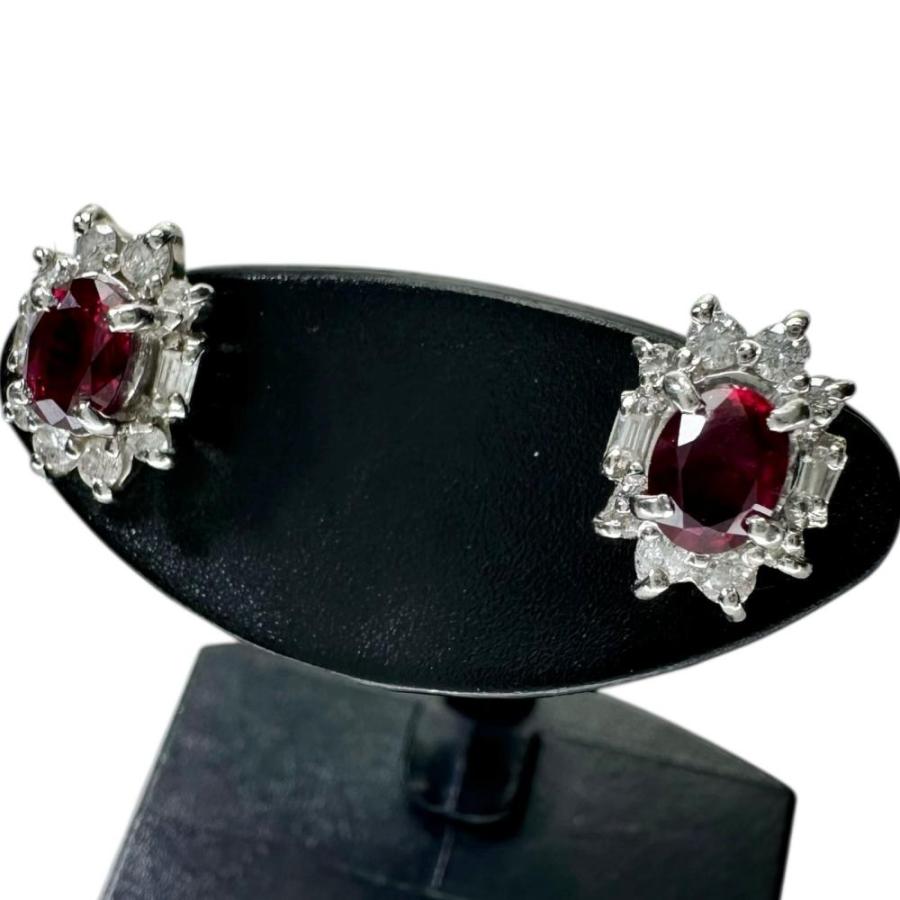 ルビー 0.32×2ct ダイヤモンド 0.13×2ct ピアス Pt850プラチナ/Pt900