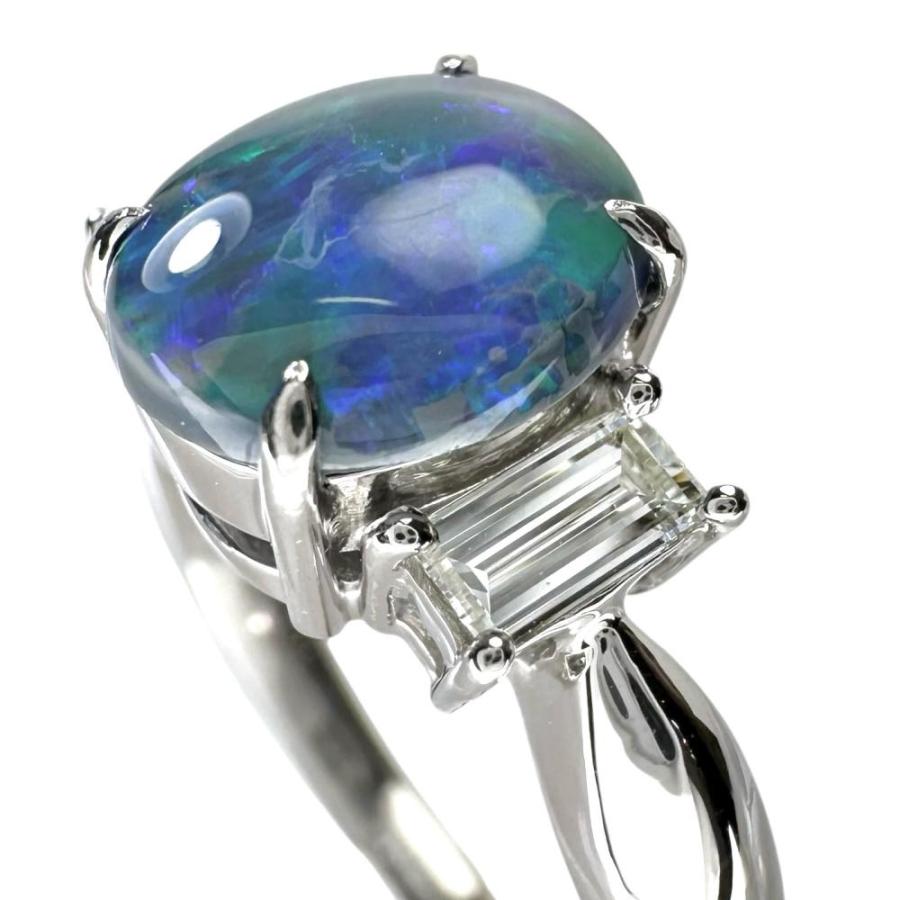 14.5号 ブラックオパール 1.67ct ダイヤモンド 0.45ct リング・指輪 