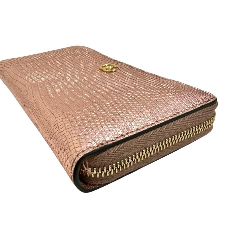 グッチ マーモント 長財布 GG ゴールド金具 ロゴ金具 レザー ピンクベージュ 美品 GUCCI GGマーモント 長財布 ピンクベージュ
