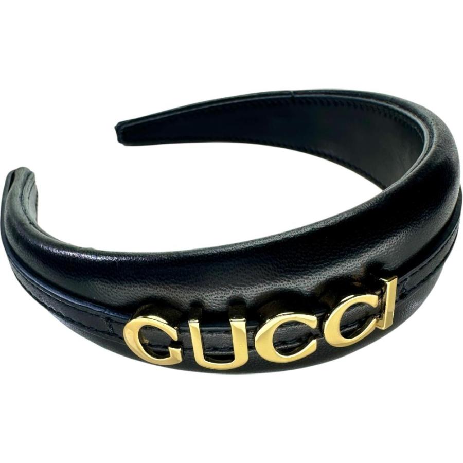 新品未使用！GUCCI グッチ カチューシャ 黒 ブラックロゴ ヘアアクセサリー GUCCI（グッチ） ロゴカチューシャ その他ファッション雑貨 レザー/GP