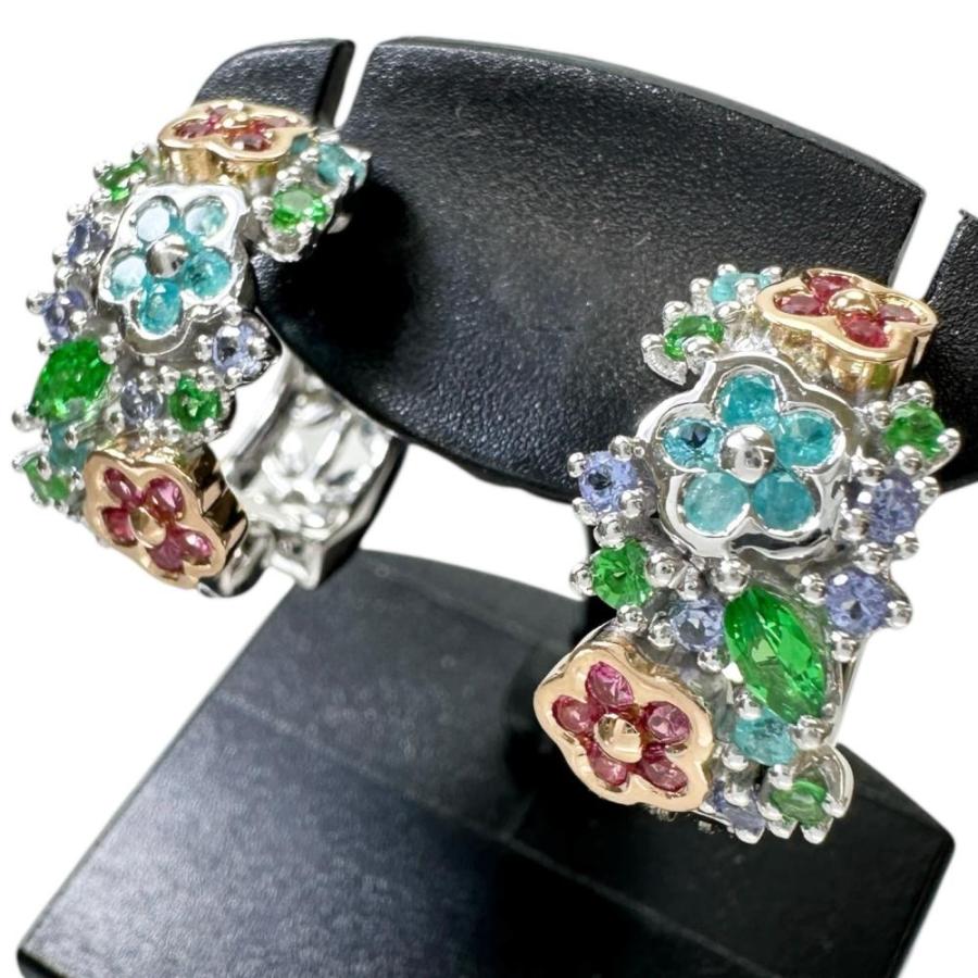 ピアリング パライバトルマリン/ガーネット/タンザナイト/スピネル