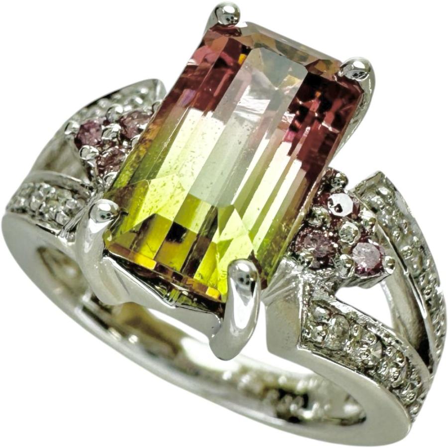 11号 バイカラートルマリン 3.48ct ダイヤモンド 0.18ct ピンク 