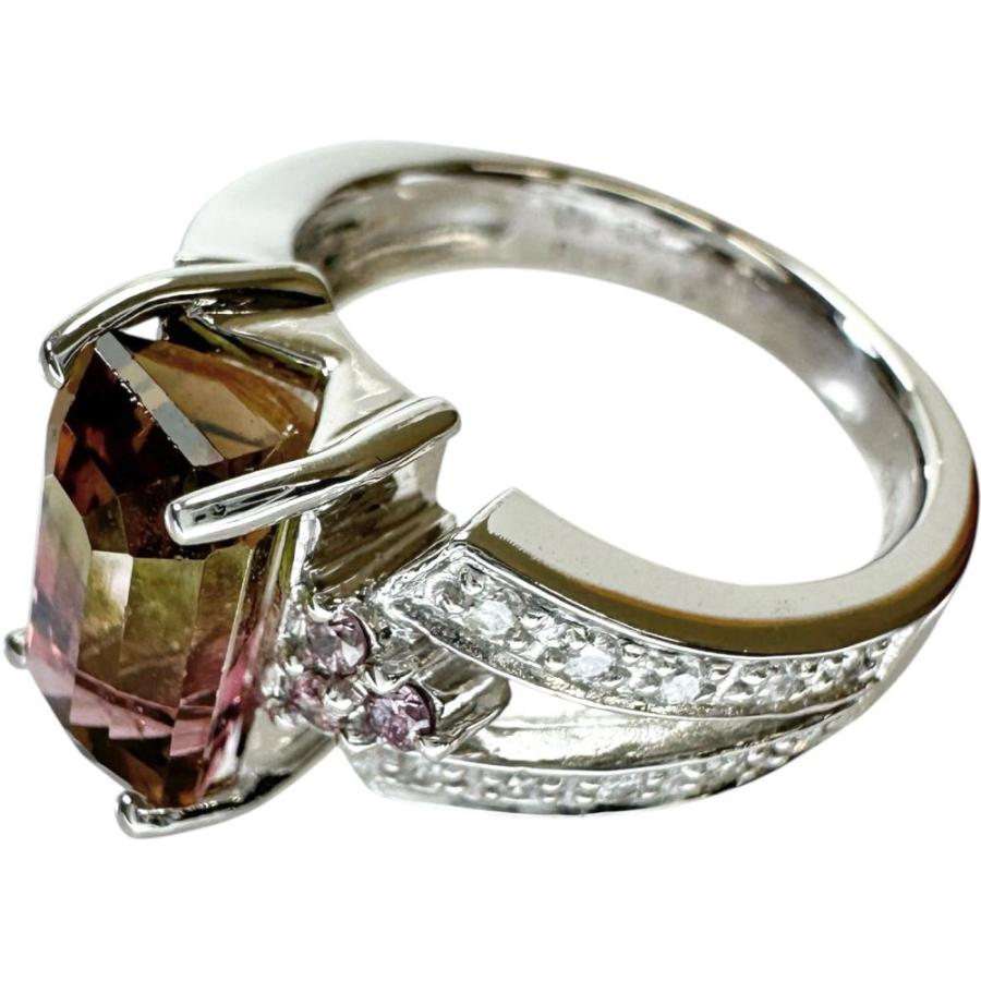 11号 バイカラートルマリン 3.48ct ダイヤモンド 0.18ct ピンク 