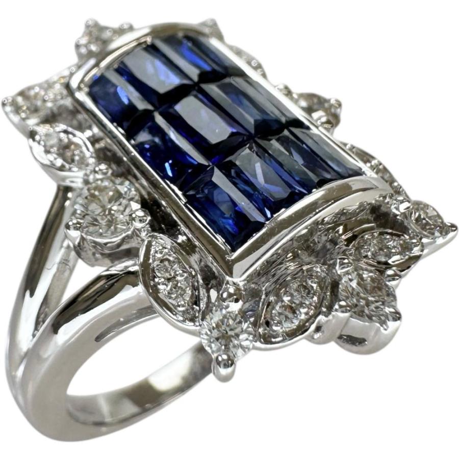 12号 サファイア 1.50ct ダイヤモンド 0.50ct リング・指輪 K18WG 