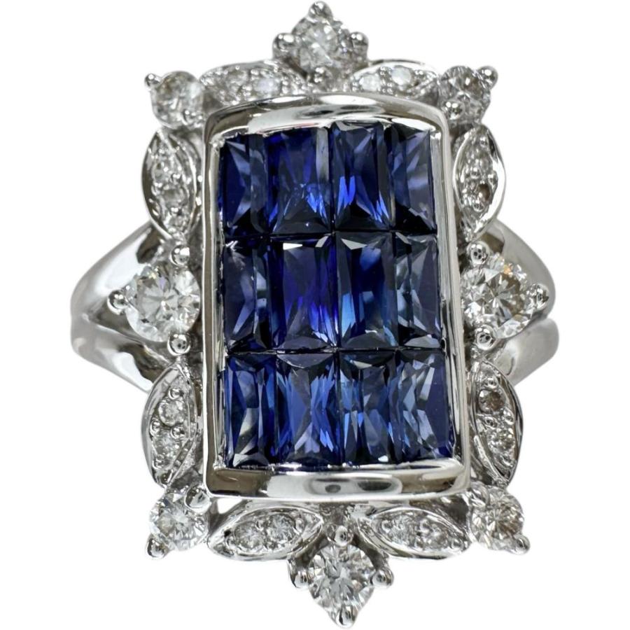 12号 サファイア 1.50ct ダイヤモンド 0.50ct リング・指輪 K18WG 