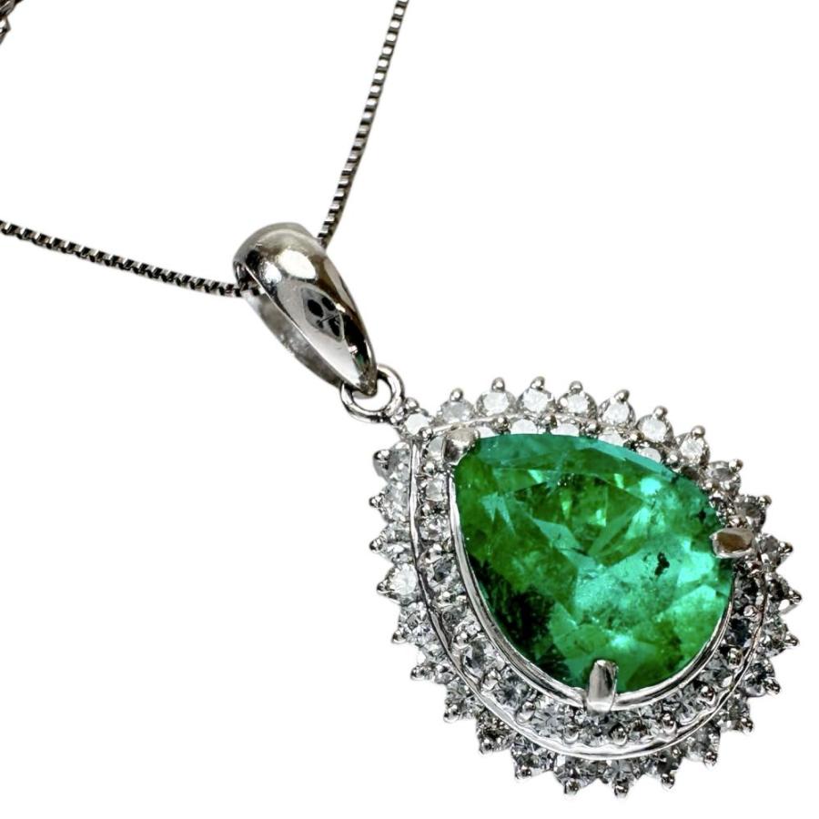 エメラルド 2.32ct ダイヤモンド 計0.56ct ネックレス Pt900プラチナ 