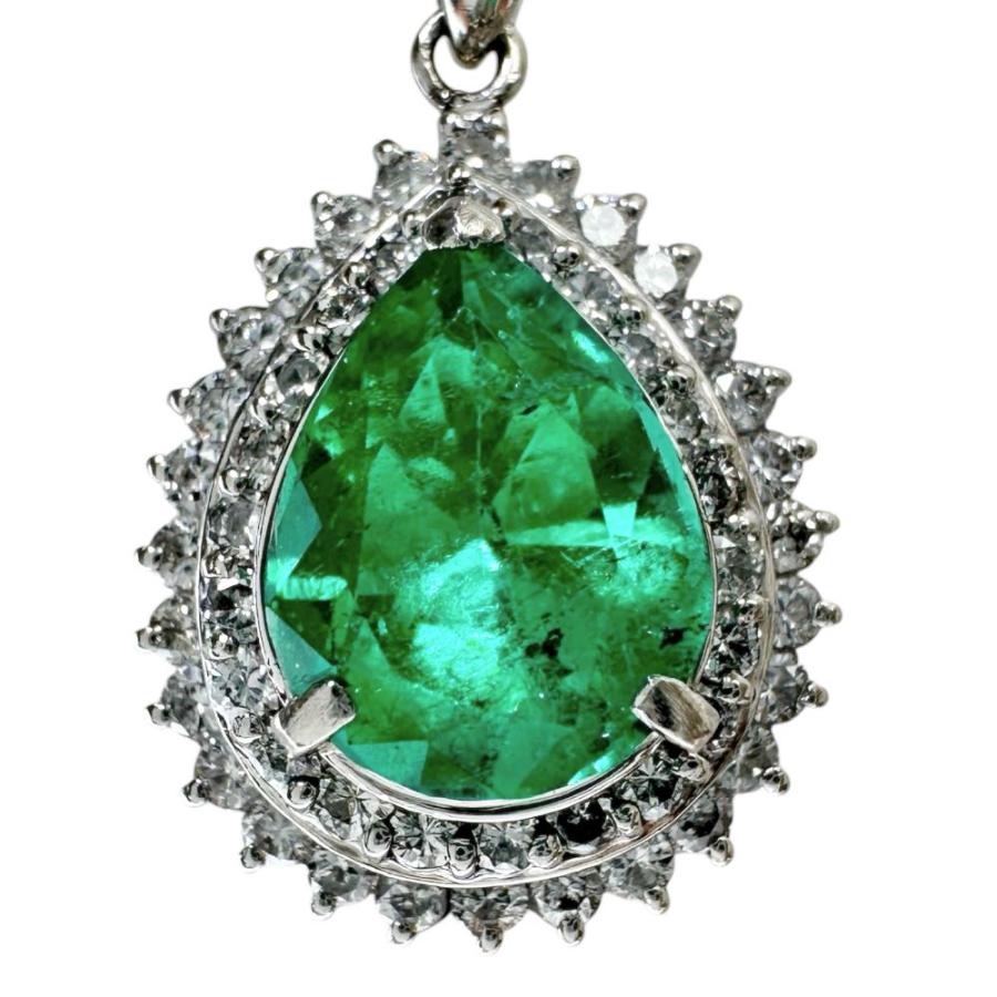 エメラルド 2.32ct ダイヤモンド 計0.56ct ネックレス Pt900
