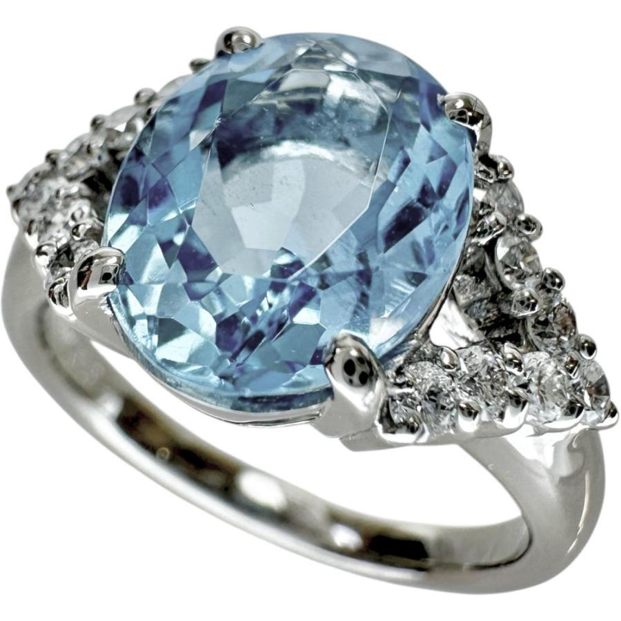 14.5号 アクアマリン 2.94ct ダイヤモンド 0.32ct リング・指輪
