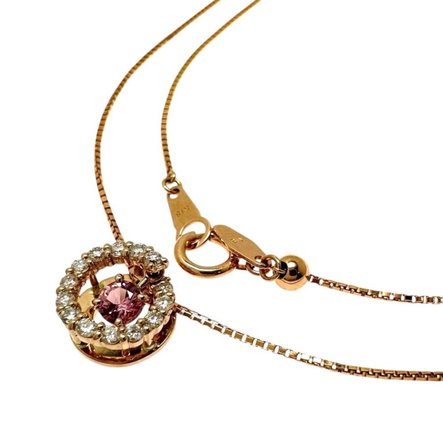 パパラチャサファイア 0.21ct ダイヤモンド 計0.20ct ネックレス K18PG