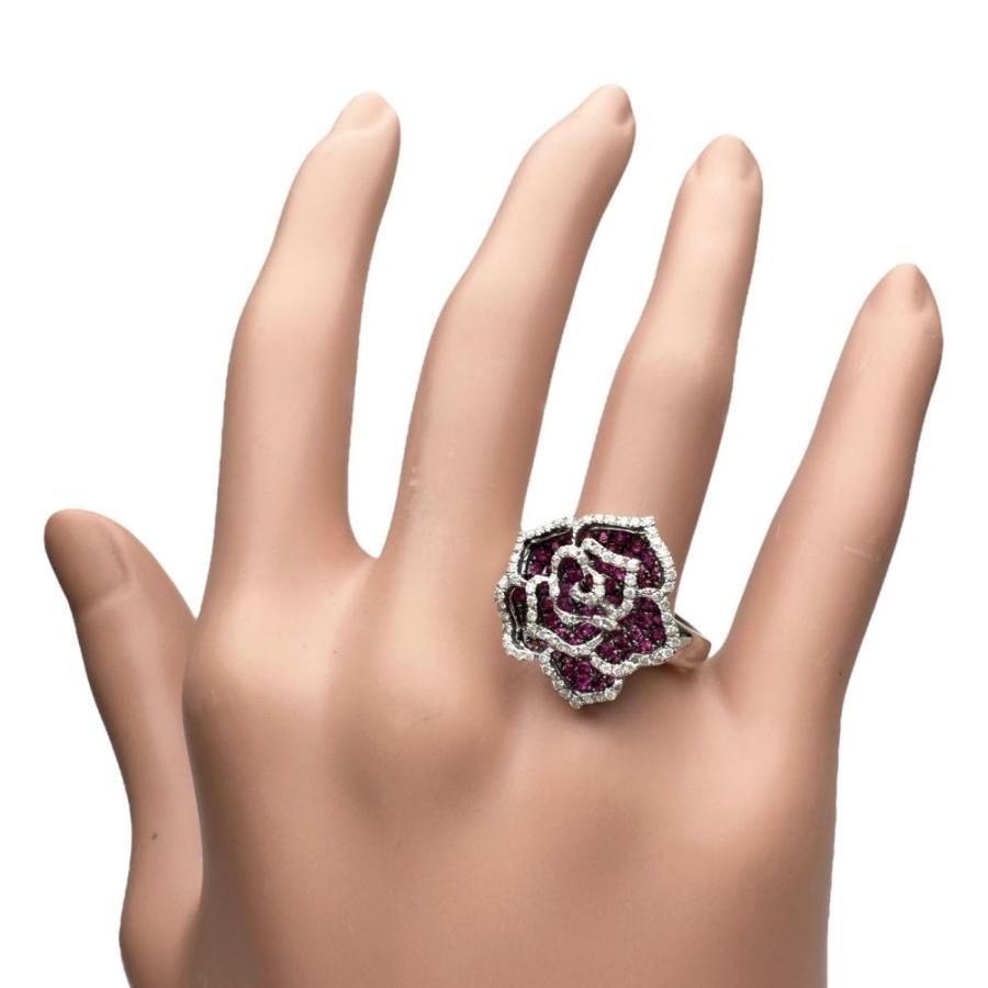 18号 薔薇/バラモチーフ ルビー 0.9ct ダイヤモンド 0.35ct リング