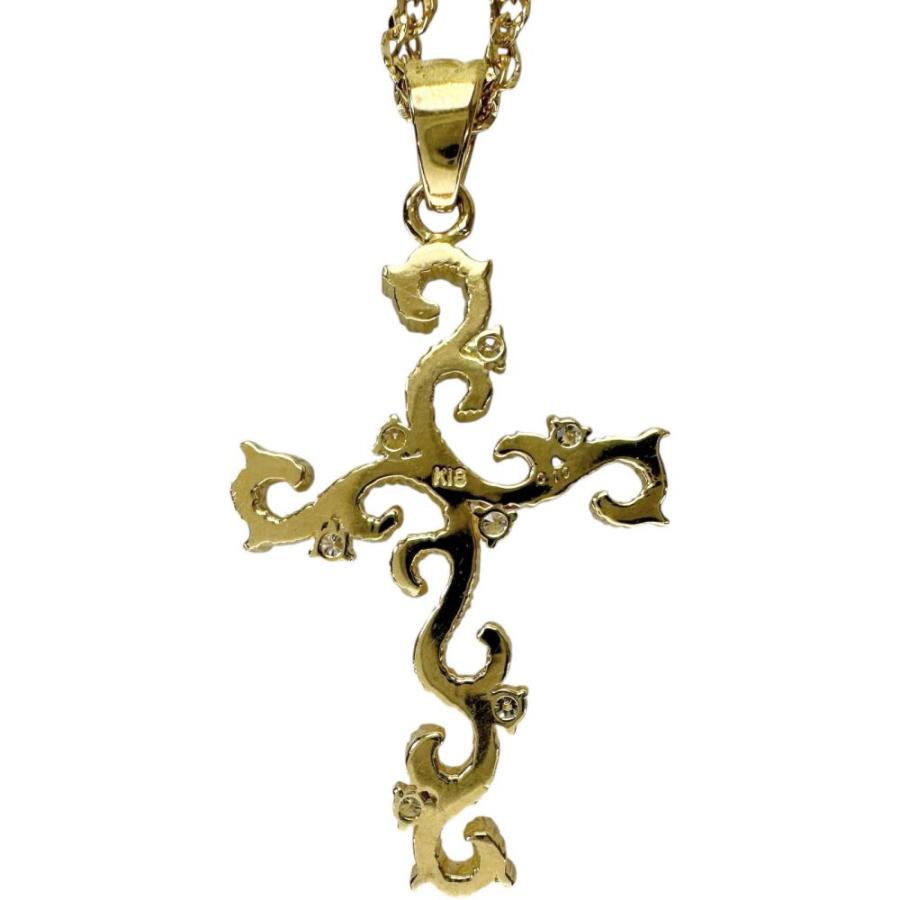 つる草風 十字架/クロスデザイン ダイヤモンド 0.10ct ネックレス K18 