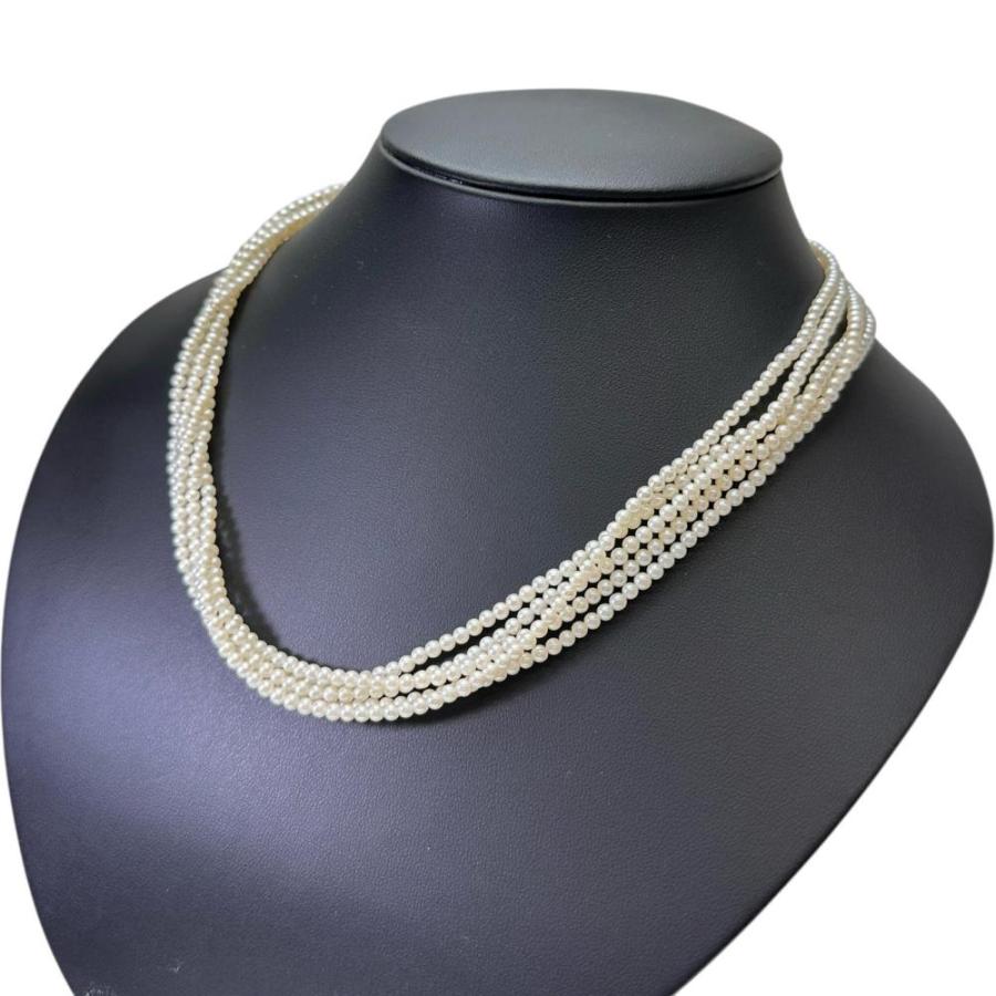 5連 アコヤベビーパール(真珠)2.5-3.0mm ネックレス シルバー 30.9g 46cm レディース