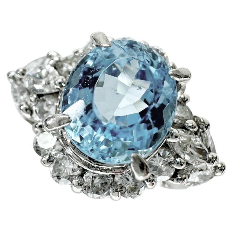 7.5号 アクアマリン 1.735ct ダイヤモンド 0.85ct リング・指輪 Pt900
