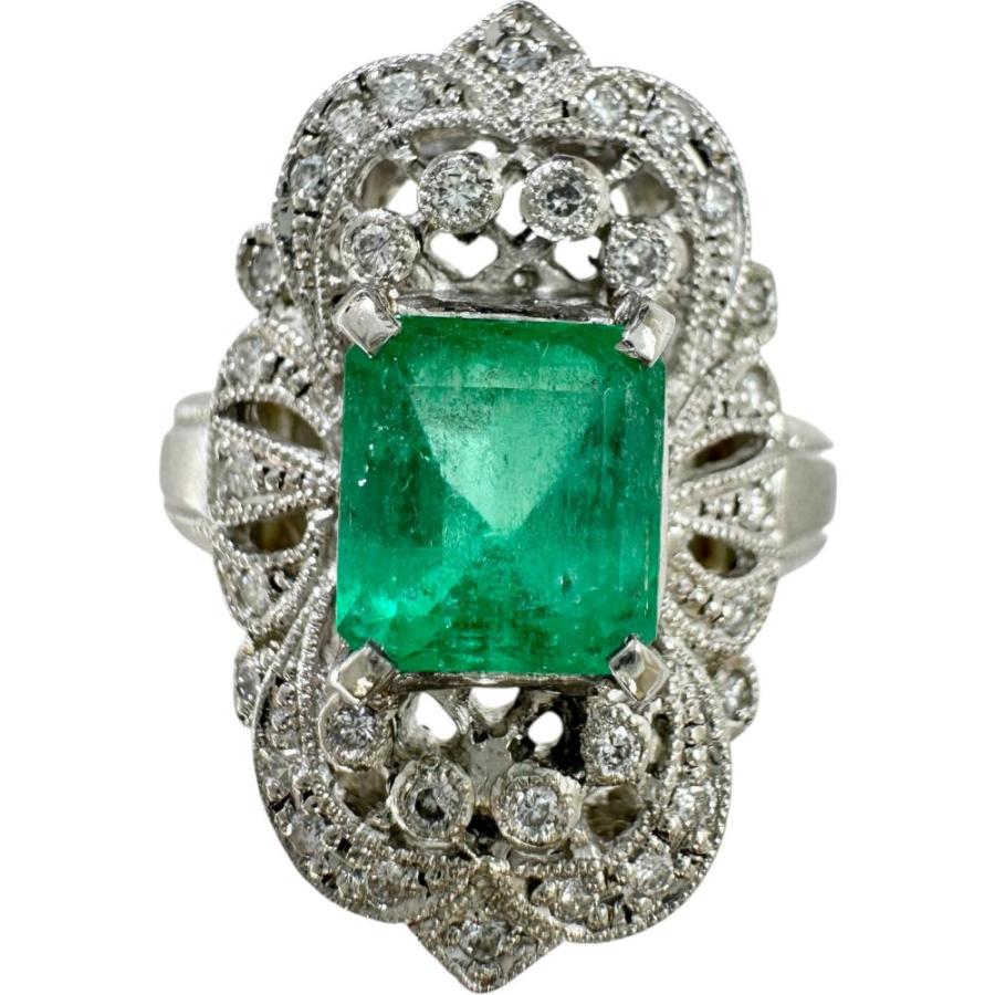 17号 エメラルド 2.01ct ダイヤモンド 0.28ct リング・指輪 Pt900 