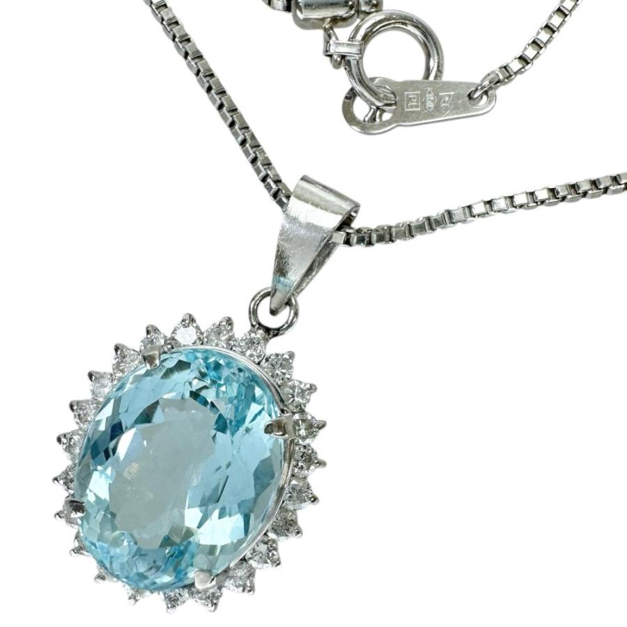 アクアマリン 5.70ct ダイヤモンド 0.51ct ネックレス Pt900プラチナ 