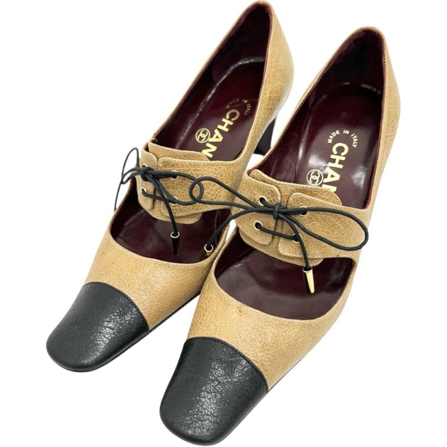 CHANEL（シャネル） パンプス レザー ライトブラウン/ブラック