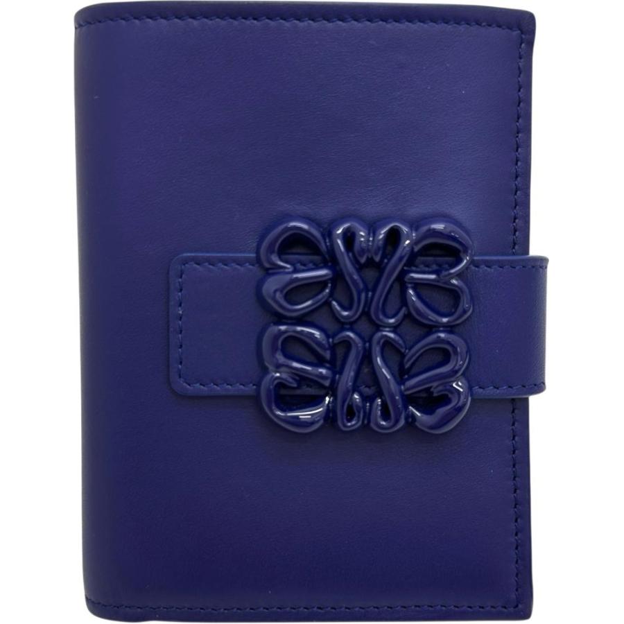 ☆極美品☆ LOEWE アナグラムロゴ スリム コンパクト 二つ折り財布 ブルー ☆極美品☆ LOEWE アナグラムロゴ スリム コンパクト 二つ折り財布 ブルー