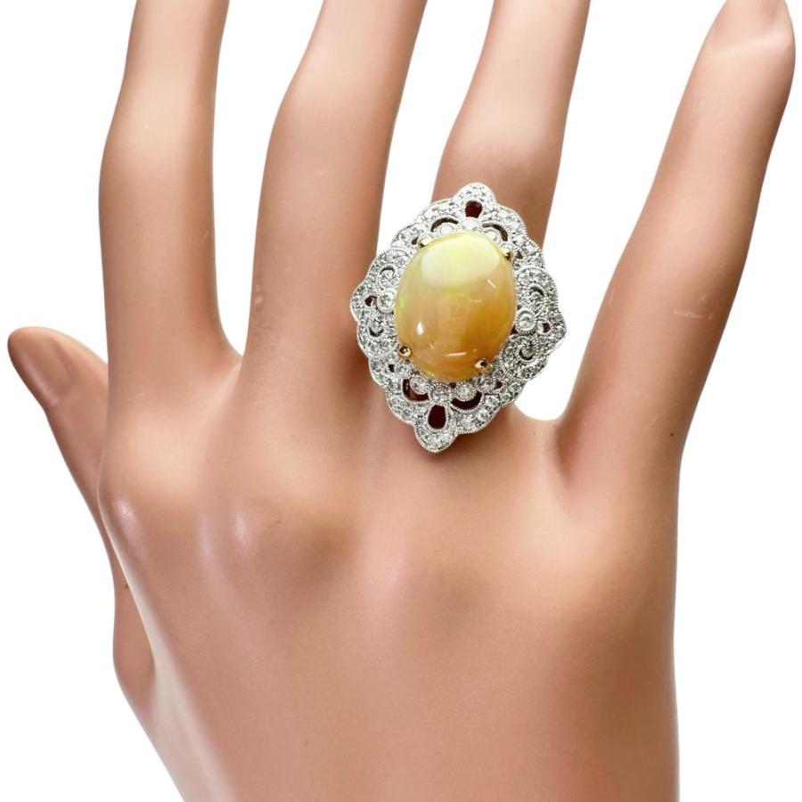 9.5号 オパール 5.70ct ダイヤモンド 0.60ct リング・指輪 K18WG 