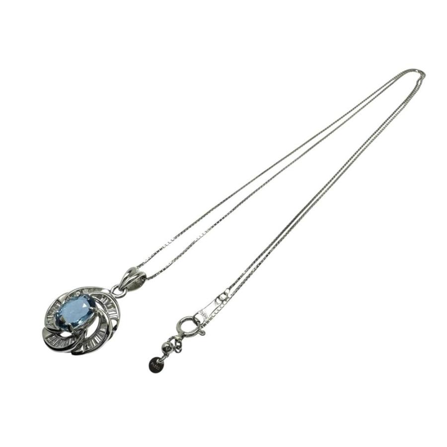 サンタマリアアクアマリン 1.08ct ダイヤモンド 計0.48ct ネックレス Pt900プラチナ/Pt850プラチナ 6.1g 45cm レディース_1