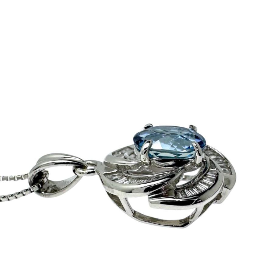 サンタマリアアクアマリン 1.08ct ダイヤモンド 計0.48ct ネックレス Pt900プラチナ/Pt850プラチナ 6.1g 45cm レディース_2