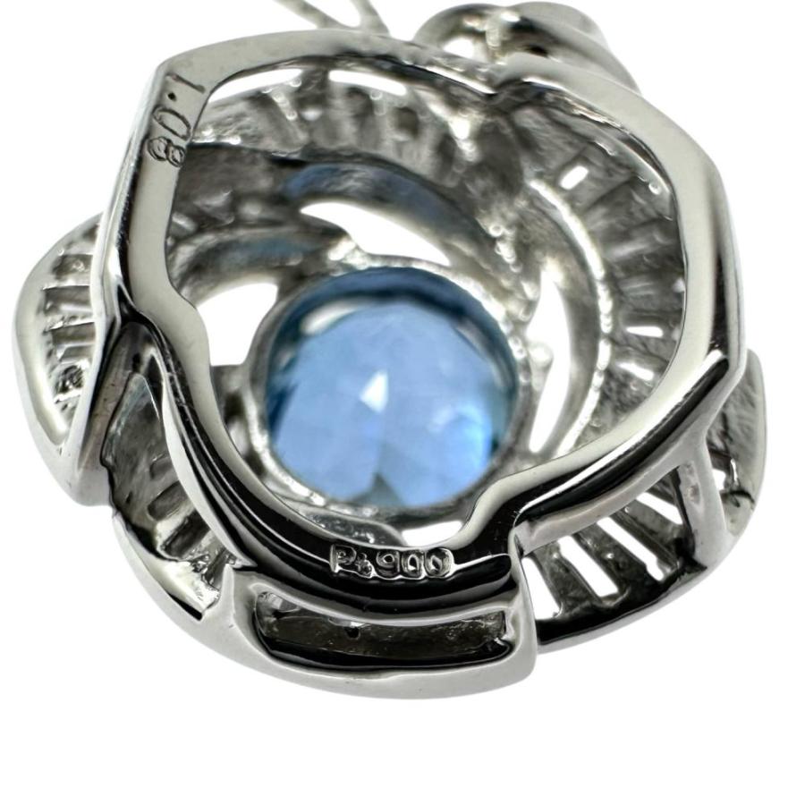 サンタマリアアクアマリン 1.08ct ダイヤモンド 計0.48ct ネックレス Pt900プラチナ/Pt850プラチナ 6.1g 45cm レディース_4