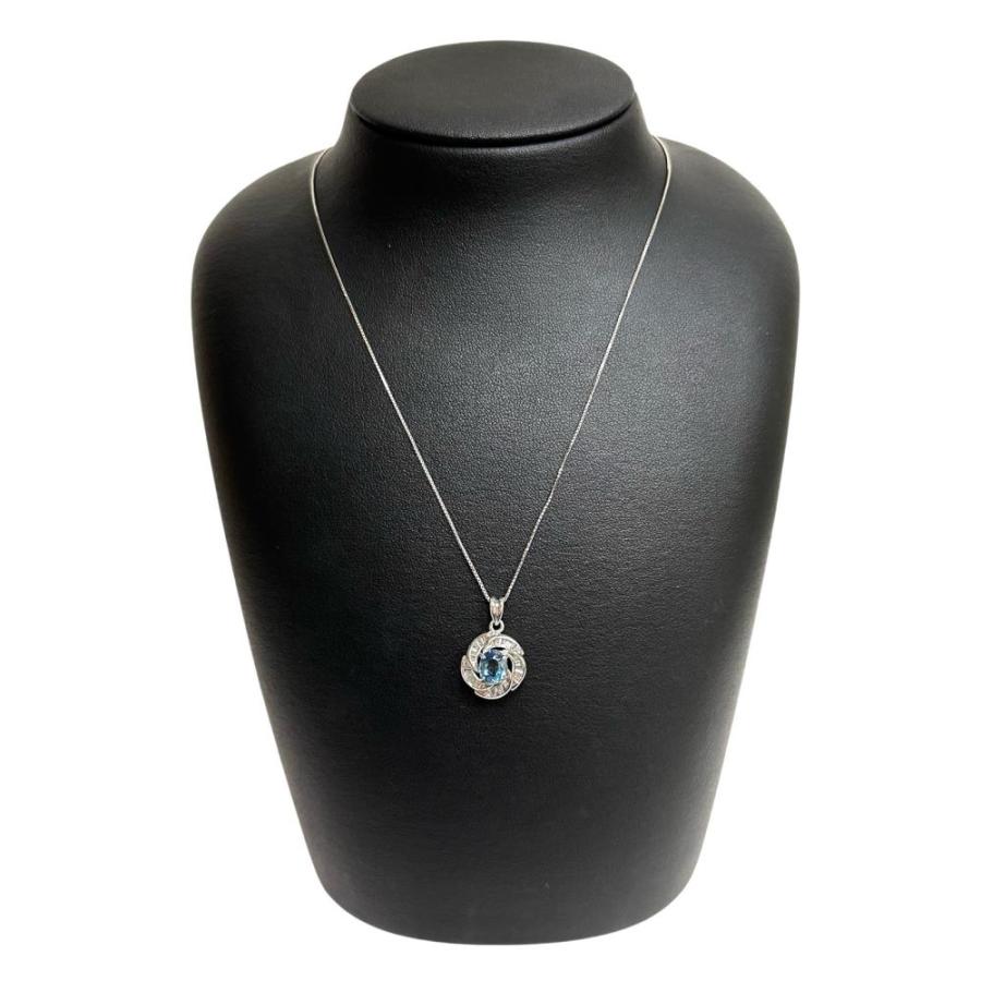 サンタマリアアクアマリン 1.08ct ダイヤモンド 計0.48ct ネックレス Pt900プラチナ/Pt850プラチナ 6.1g 45cm レディース_7