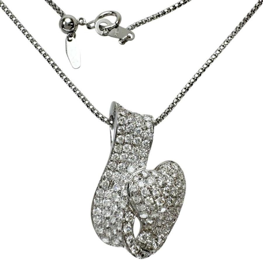 ダイヤモンド 1.97ct ネックレス K18WGホワイトゴールド 8.8g 45cm レディース_4