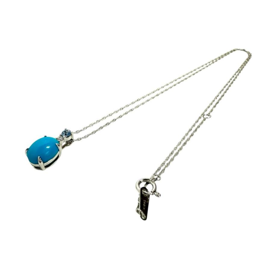 トルコ石 1.61ct ベニトアイト 0.05ct ダイヤモンド 0.02ct ネックレス K18WGホワイトゴールド 1.9g 42cm レディース_1